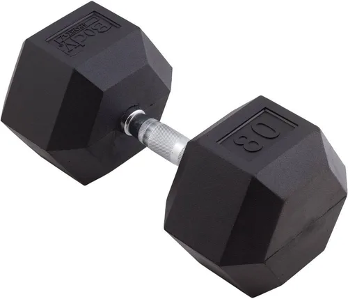 Vista 24 de Body Sport Mancuerna hexagonal con revestimiento de goma, individual – Mancuernas para ejercicios – Equipo de entrenamiento de fuerza – Accesorios
