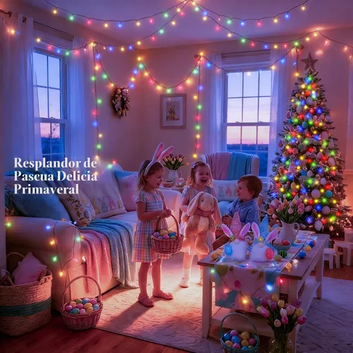 Vista 2 de Ollny - Luces de Navidad RGB de 400 LEDs 40 m, luces de cadena de Navidad que cambian de color con 130 modos, con control remoto, temporizador e
