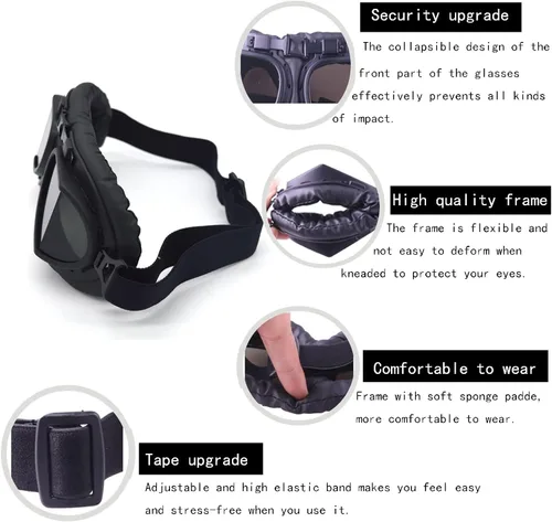 Vista 3 de Gafas Vintage para Motocicleta Antivaho y Antiimpacto Protección UV Gafas de Aviador Piloto, Adulto Carreras Voladores Equitación Arena y Polvo