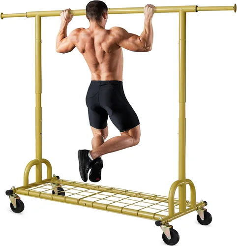 Vista 9 de HOKEEPER Perchero de Ropa Plegable Perchero de Ropa Plegable Capacidad 525 LBS Percheros de Ropa con Ruedas Resistente Perchero Rodante para Colgar