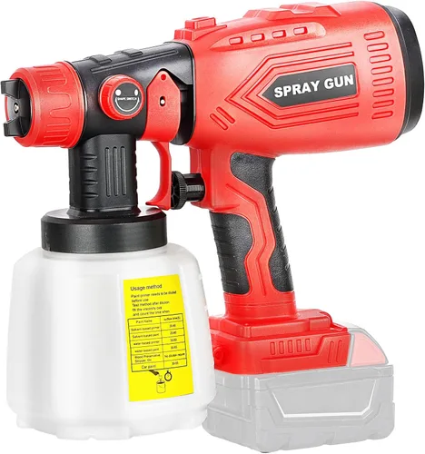 Vista 10 de Pulverizador de pintura inalámbrico para batería Black&Decker de 20V, pistola de pintura manual con 3 patrones de pulverización y 4 boquillas, ideal