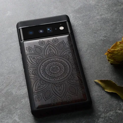 Vista 5 de Carveit Funda de madera para Pixel 6 Pro [madera real dura y TPU suave] a prueba de golpes, funda de madera única y elegante compatible con Google