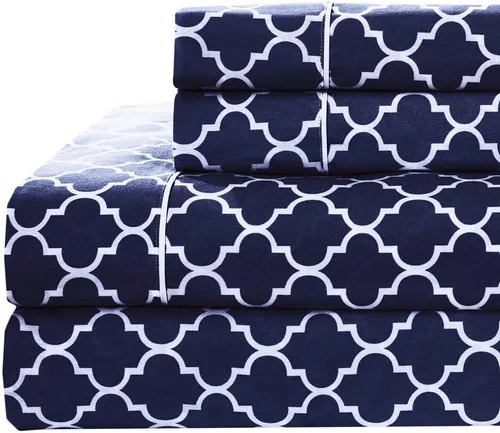 Vista 5 de Royal Tradition Meridian - Juego de 2 fundas de almohada de 340 hilos, 100% algodón, tamaño Queen, color azul y blanco