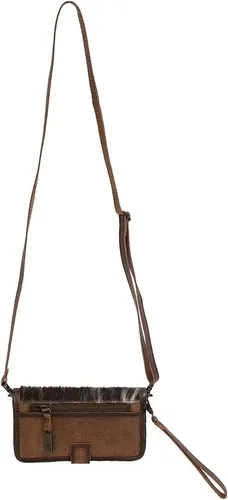 Vista 2 de STS Ranchwear Bolso bandolera de cuero para mujer, Piel de vaca/marrón tornado, Cartera cruzada de cuero de vaca occidental