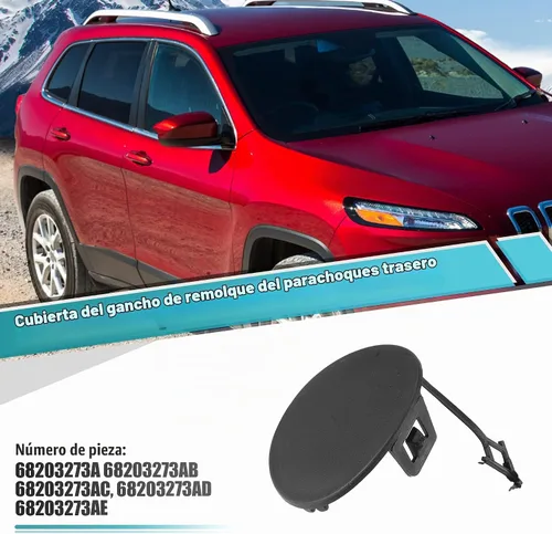 Vista 2 de X AUTOHAUX Cubierta de gancho de remolque de parachoques trasero para Jeep Cherokee 2014-2018 Tapa de gancho de remolque de parachoques trasero