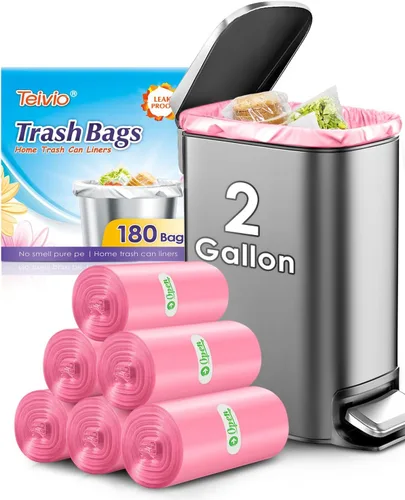 Vista 22 de Bolsas de basura fuertes de 1.2 galones, 220 unidades, bolsas de basura para baño, bolsas de plástico pequeñas para la oficina en casa, cocina, se