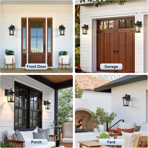 Vista 9 de VIANIS Luces exteriores grandes con sensor de movimiento negro, rango de detección ajustable, accesorios de iluminación exterior de aluminio