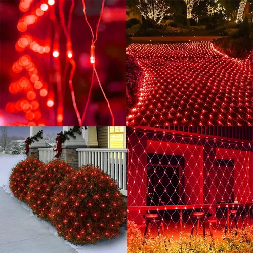 Vista 2 de Waterglide - Luces de red de San Valentín para exteriores, 12 x 5 pies, 360 luces LED de malla con 8 modos de iluminación, luces impermeables