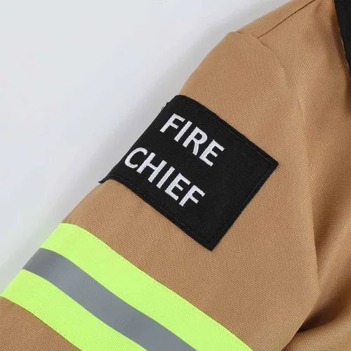 Vista 5 de HAPNBCELE Disfraz de bombero para niños, disfraz de bombero marrón para disfraz de Halloween