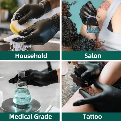 Vista 7 de Supmedic Vinyl Disposable Exam Gloves, Black 4Mil Powder-Free Latex-Free Medical Food Safe Cooking Cleaning Glove 100 &1000Ct