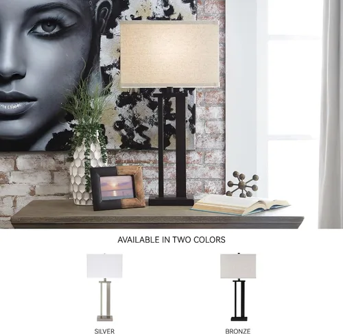 Vista 6 de Signature Design by Ashley Aniela - Lámpara de mesa contemporánea de 29 pulgadas con silueta abierta, 2 unidades, bronce