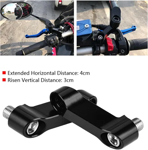Vista 3 de Qiilu Kit de extensión de adaptador de extensión de espejo retrovisor para motocicleta, kit de extensión de espejo extensor de aleación de aluminio