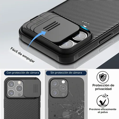 Vista 6 de Nillkin Funda magnética para iPhone 15 Pro Max con cubierta para cámara, CamShield Pro 15 Pro Max 5G Case 6.7 pulgadas, color negro