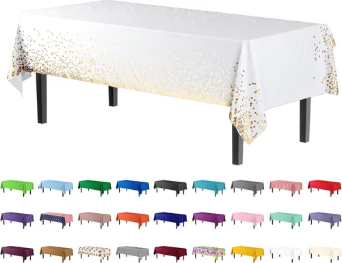 Vista 14 de Party Solids Paquete de 4 manteles de plástico color azul aguamarina, 54 x 108 pulgadas, mantel desechable para fiestas y pícnics