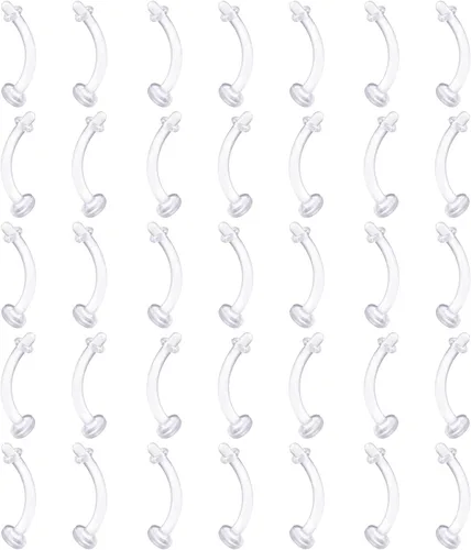 Vista 8 de D.Bella Aretes de cartílago transparente, 20 piezas de 0.63 oz de acrílico transparente Bioflex Tragus Retener, anillos de labio, nariz, labret