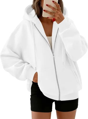Vista 32 de Trendy Queen - Sudaderas con capucha y cremallera para mujer, sudaderas de gran tamaño, trajes de moda de otoño, chaquetas informales, ropa