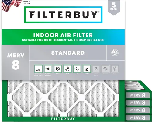 Vista 15 de Filterbuy Filtro de aire de 8 x 14 x 1 pulgadas MERV 8, protección contra el polvo (paquete de 5), filtros de aire de repuesto plisados HVAC