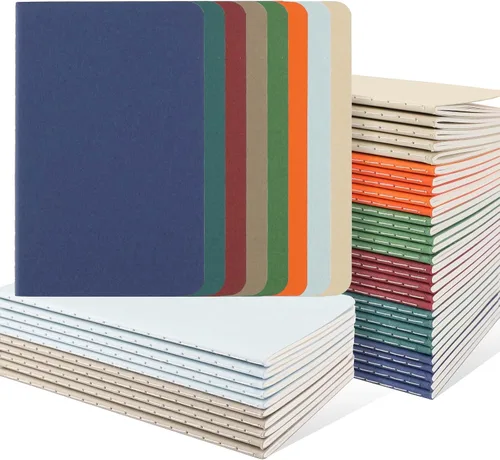 Vista 17 de Oucaru Cuaderno de Bolsillo de 24 Piezas, 3.5" x 5.5", 2 Colores, Cuaderno Rayado de 52 Páginas Mini Cuaderno Diario, Pequeño Cuaderno Memo Bloc