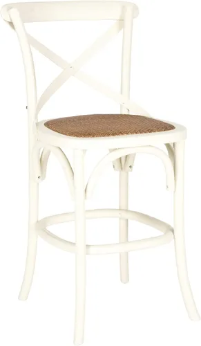 Vista 8 de SAFAVIEH Franklin Taburete de bar de madera con contraestante, asiento de Blanco antiguo