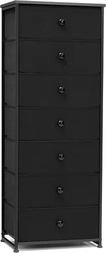 Vista 13 de Crestlive Products Tocador alto, torre de almacenamiento de 7 cajones de tela, cómodas - Unidad organizadora vertical para dormitorio, pasillo