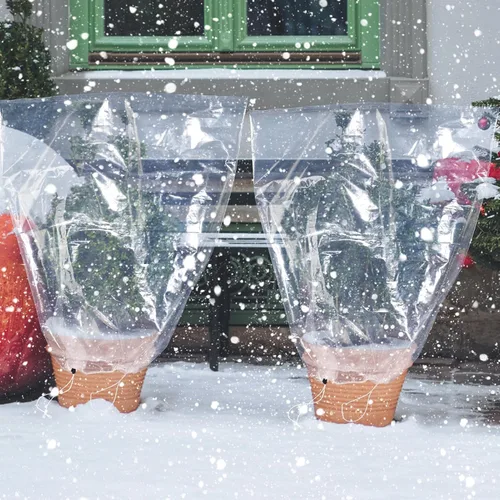 Vista 8 de ANPHSIN 6 Piezas Cubierta de Plantas de Invierno Protección contra Congelación - 24" x 32" Bolsas de Plástico para Heladas de Plantas con Cordón