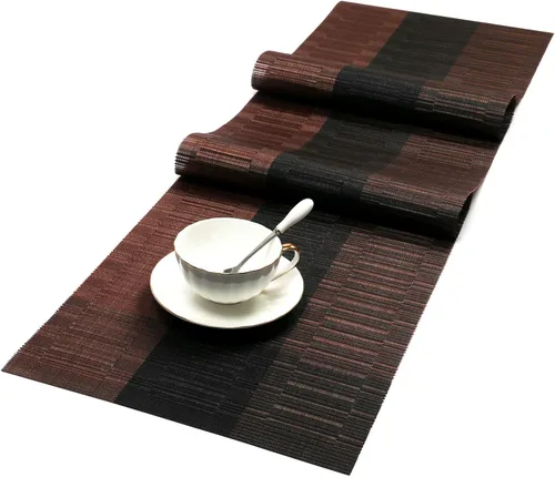 Vista 33 de SHACOS - Caminos de mesa de vinilo tejido, lavables, para uso en interiores o exteriores, fáciles de limpiar