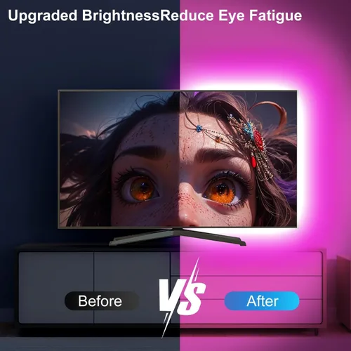 Vista 3 de REEMEER Luces LED para TV, luz LED de 16.4 pies para televisores de 45 a 75 pulgadas, luces RGB retroiluminadas detrás de sincronización de música