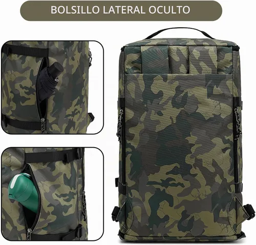 Vista 6 de Mochila de gimnasio de color sólido con compartimento para zapatos, bolsa para lucha libre, con 4 métodos de espalda impermeables para viajes