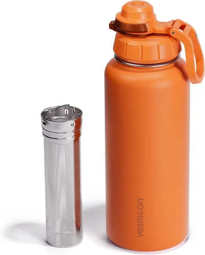 Vista 10 de Vesmoon Vessence Botella de infusión de té de acero inoxidable de 24 oz para té de hojas sueltas, agua, hierbas, frutas - Botella aislada de triple