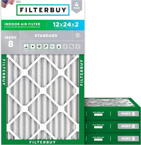 Vista 53 de Filterbuy - Filtros de aire de repuesto MERV 8, protección contra el polvo, plisados, para caldera y sistema HVAC, 20 x 25 x 1 pulgadas, paquete