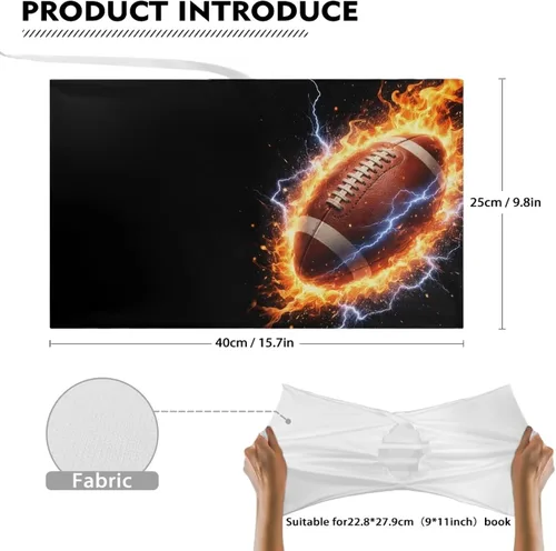 Vista 8 de Rnyleeg Fundas de libro de fútbol americano para niños escolares de 9 x 11 pulgadas, funda elástica para libro de tapa dura, funda protectora