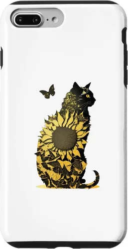 Vista 9 de Funda de arte con combinación de girasol y gato negro para iPhone 15