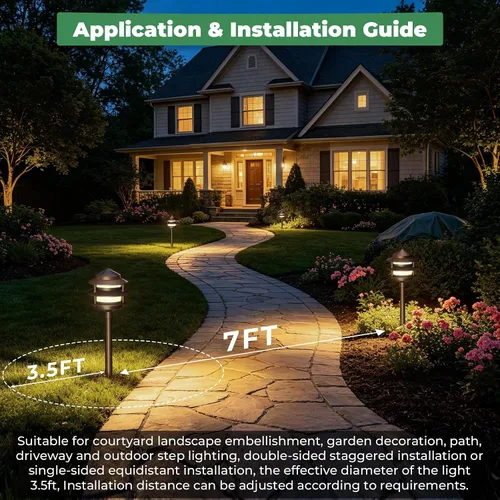Vista 6 de Gardencoin Pagoda Luces de Camino de Bajo Voltaje para Paisaje, Luces de Camino LED al Aire Libre de 12V con Cable, Iluminación de Pasarela