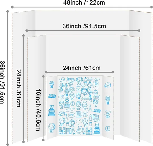 Vista 2 de IKAYAS - Paquete de 5 tableros de póster triples de 24 x 16 pulgadas, tableros de póster blancos de IKAYAS para proyectos, tableros de presentación