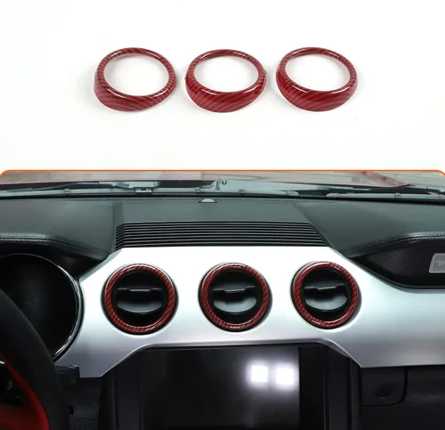 Vista 12 de RT-TCZ Anillo de cubierta de ventilación de salida de aire acondicionado para consola central, accesorios interiores para Ford Mustang 2015-2022, 3