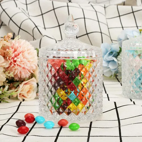 Vista 8 de ericotry Recipientes vacíos de cristal para dulces, para bufé, con tapa para fiestas, bodas, exhibición en el hogar