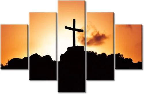 Vista 106 de TUMOVO Decoración de pared de iglesia cristiana de 3 paneles, imágenes de la resurrección de Jesús para sala de estar, dormitorio, cocina