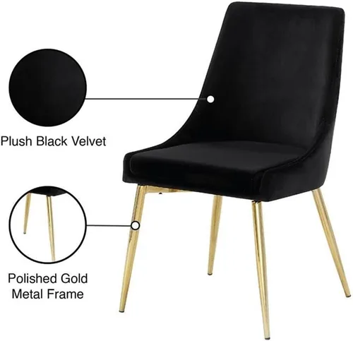 Vista 6 de Meridian Furniture Karina Collection Modern - Silla de comedor tapizada de terciopelo contemporánea con patas de metal resistentes, juego de 2, 19.5