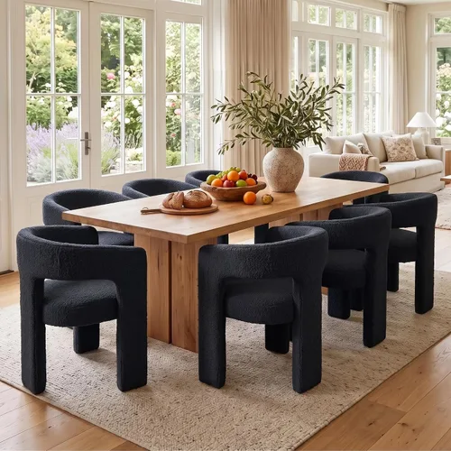 Vista 28 de Silla de Comedor Moderna de Chenille Tipo Barril Tapizada en Tela para Comedor con Brazo, Cómoda Silla Auxiliar de Acento para Cocina/Sala de Beige