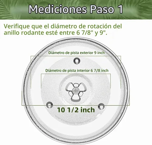 Vista 2 de Plato giratorio para microondas de 10.5 pulgadas compatible con Emerson 252100500497, placa de vidrio de repuesto para microondas de 10 1/2 pulgadas