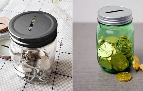 Vista 7 de Mason Jar - Tapa para conserva, 8 piezas de acero inoxidable, ranura para monedas, insertos de tapa normal de boca regular, tarros Mason para Negro