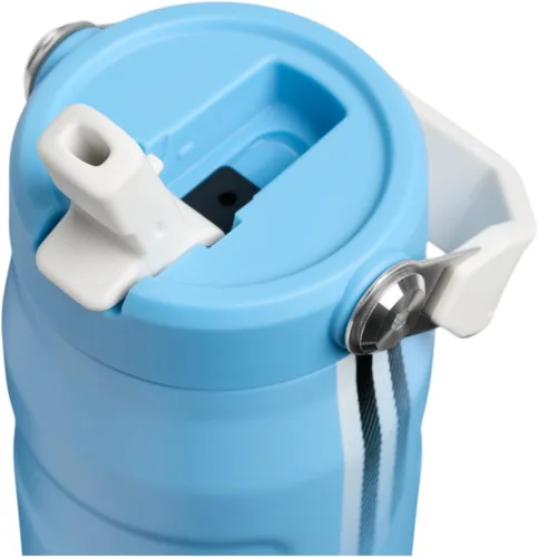 Vista 2 de STANLEY IceFlow - Botella con popote 2.0, 24 onzas, color azul claro y Equipo Azul Claro Blanco