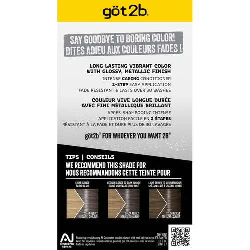Vista 6 de Got2b Metallics - Tinte permanente para el cabello, color plateado polvoriento M72 Plateado (Dusty Silver)
