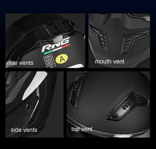 Vista 6 de Cascos de motocicleta FMVSS 218 aprobado por DOT, cascos de motocicleta retro de cara completa, para hombres, mujeres y adultos, casco fresco