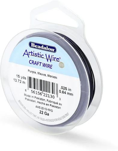 Vista 111 de Artistic Wire, Alambre de cobre de color chapado en plata de calibre 18, resistente al deslustre, amatista, 20 pies