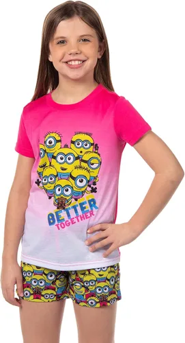 Vista 7 de INTIMO Despicable Me - Conjunto de pijama para niña con pantalón corto de Minions Better Together