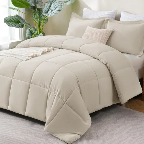 Vista 22 de CozyLux Juego de edredón Super King, juego de ropa de cama negro ceniza de 270GSM para todas las estaciones, juego de cama de 3 piezas cosidas