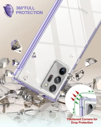 Vista 6 de SURITCH Funda transparente para Samsung Galaxy Note 20 Ultra (solo 6.9 pulgadas), [protector de pantalla integrado], protección de cuerpo completo