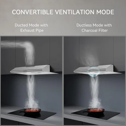 Vista 7 de Under Cabinet Range Hood, 30 inch Vent Hood With 3 Speed Exhaust Fan
