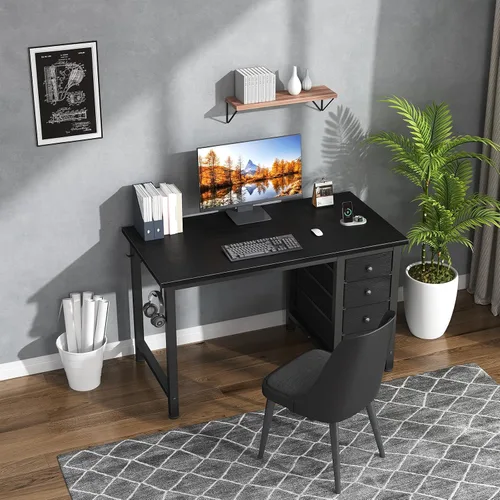 Vista 2 de Lufeiya Escritorio pequeño para juegos con 4 cajones de tela, 40 pulgadas, lindo escritorio de estudio para niños, niñas y adolescentes